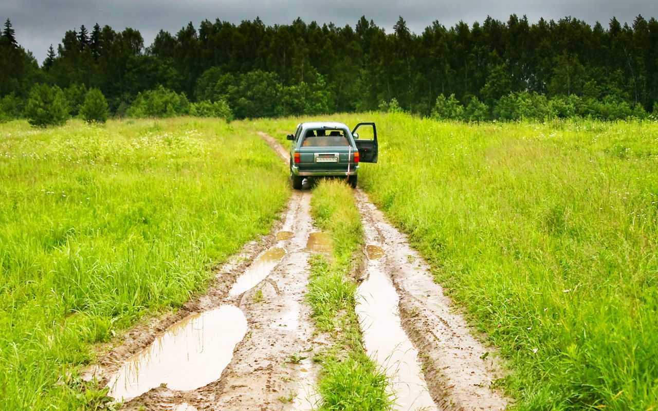 Фото сломанной автодороги в лесу