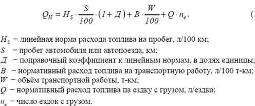 Схема расчета расхода топлива